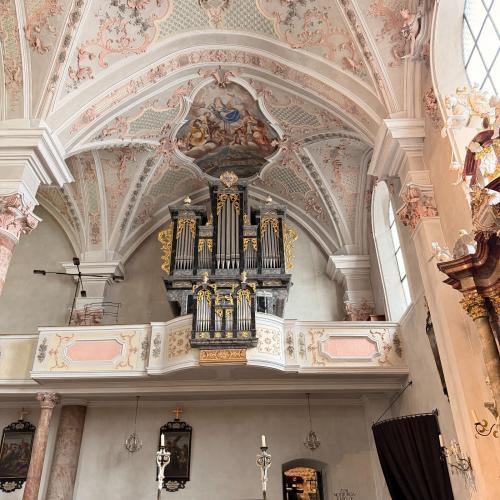 Wir bestaunten die imposante Orgel in der Pfarrkirche